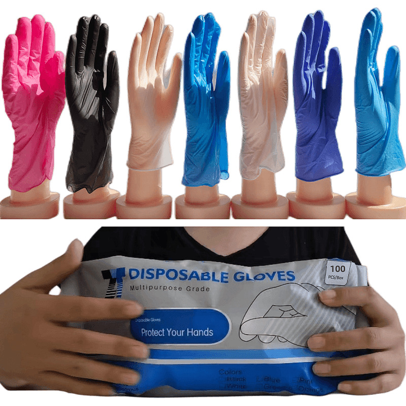 跨境批发干活劳保耐磨清洁维修防护PVC乳橡胶加厚一次性手套详情图1