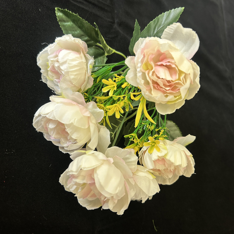 5头牡丹仿真花高档婚庆路引花绢布假花家居装饰插花花束 摄影道具详情2