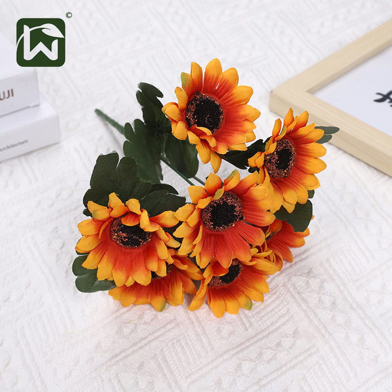 Artificial flowers, sunflowers, retro home decoration, soft furnishings, artificial flower bouquets, living room decoration, flower arrangements, flower ornaments, wedding floral art Specification image