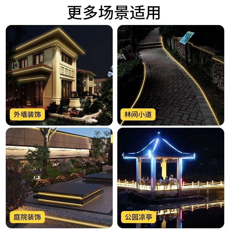 Cross-Border New Solar Light With Outdoor Waterproof Induction Led Soft Light Strip Super Bright Villa Billboard Atmosphere Light Application Scenario