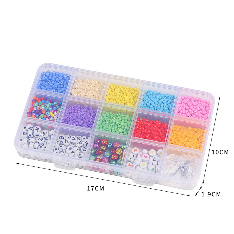 Foreign trade cross-border 15-grid rice bead set box, children's toys, handmade diy beaded necklace, bracelet and jewelry details Picture