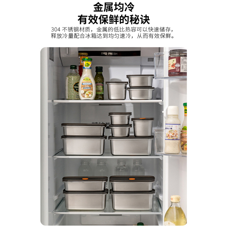 304 stainless steel lunch box, rectangular sealed preservation box, refrigerator refrigeration storage box, lunch box, outdoor Application Scenario