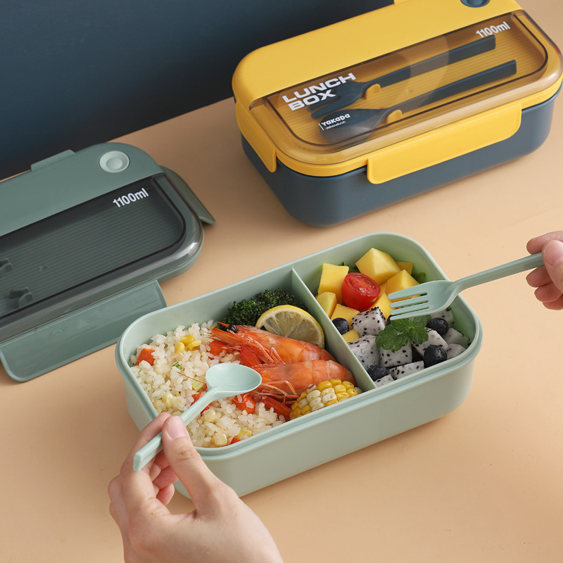 Morandi Rectangular Flat Cover Multi-Compartment Student Lunch Box Office Sealed Compartments Lunch Box Portable Bento Box details Picture