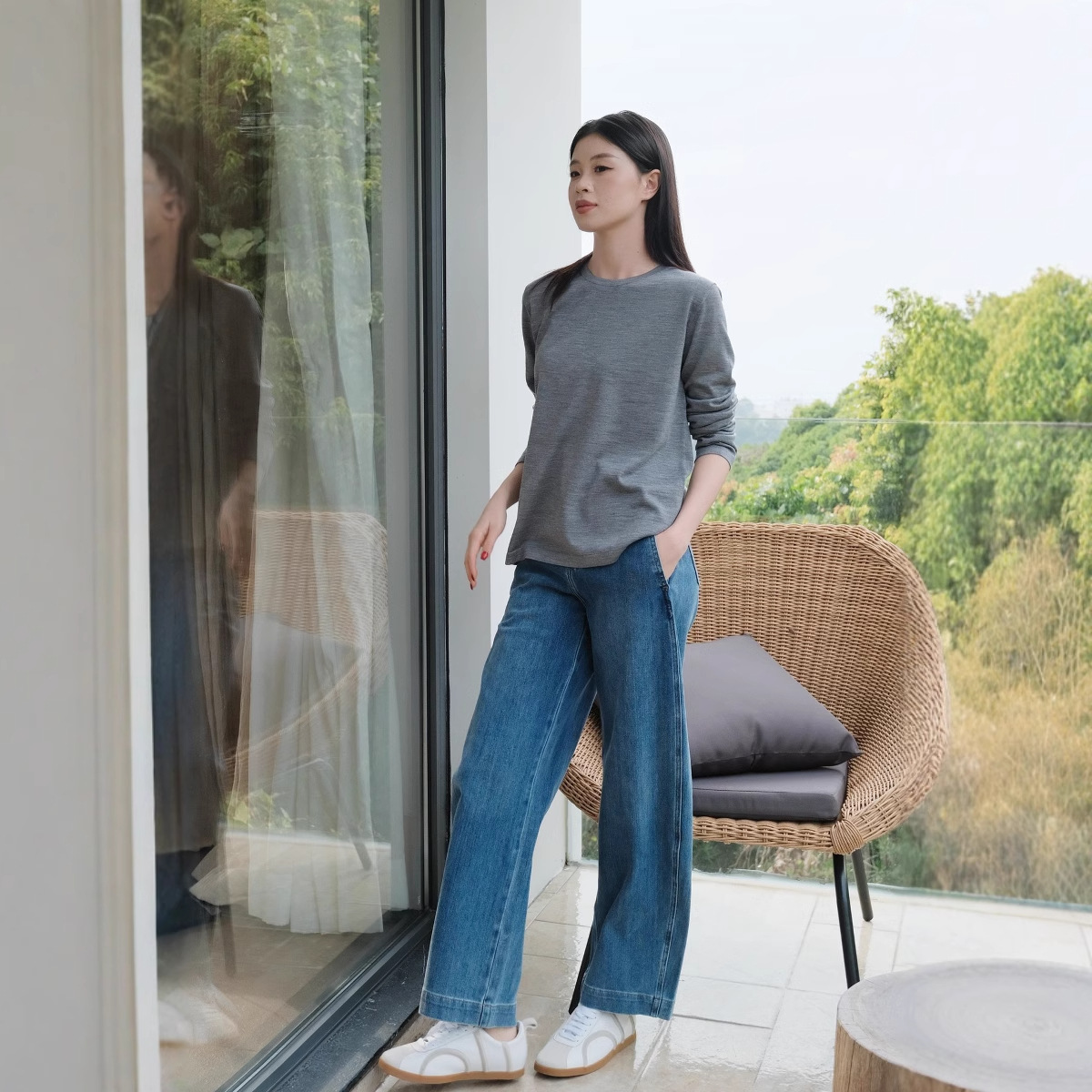 女裤牛仔/牛仔裤/尾货/新塘牛仔裤阔腿裤女/裤子细节图