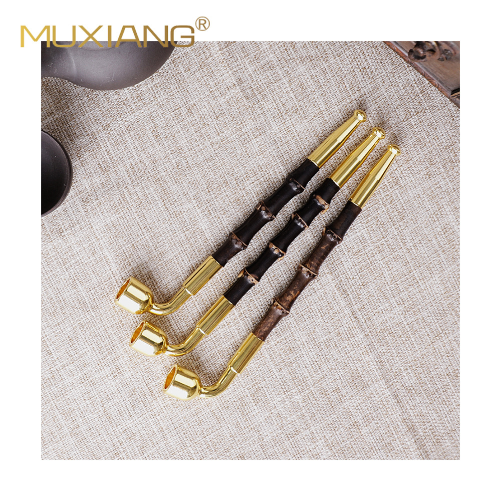 木香老式竹子/烟枪/旱烟斗传统工白底实物图