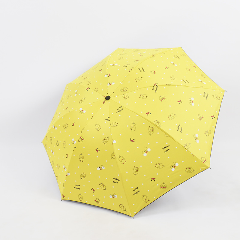 Wholesale of 2024 new fresh 8k vinyl umbrella, Little Yellow Duck, all-weather folding sun umbrella with advertising logo Application Scenario