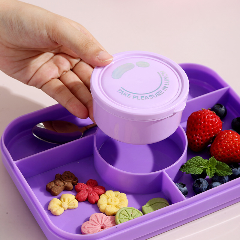 新款卡通不锈钢餐盒多分格便当盒小学生便携带饭盒注水加热配餐具详情图4