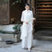 复古飘逸禅意茶服仙气2022年夏季新款女装中国风白色雪纺汉服套装图