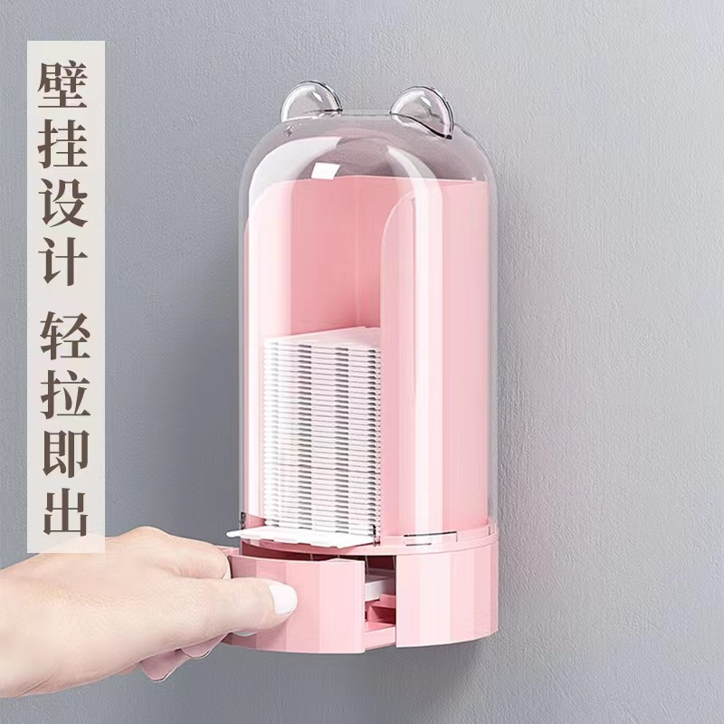 Makeup cotton box storage box, automatic press wall-mounted makeup remover pad cotton box, desktop dressing table makeup remover cotton box details Picture