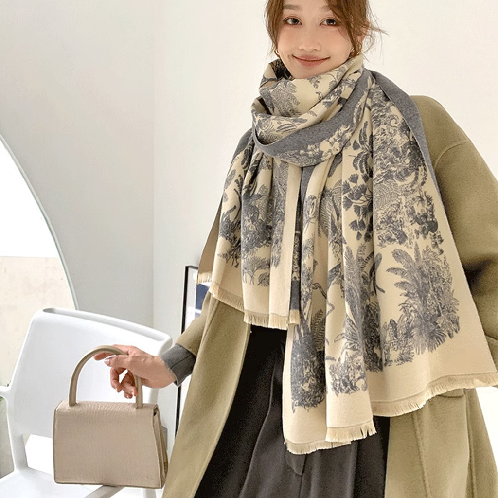 High Quality Imitation Cashmere Scarf 2023 Autumn New National Wind Scarf Auspicious Pattern Summer Sun Protection Cape details Picture