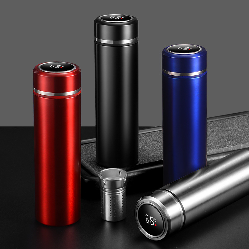 双层真空316不锈钢智能测温保温杯 茶水分离商务礼品水杯logo刻字