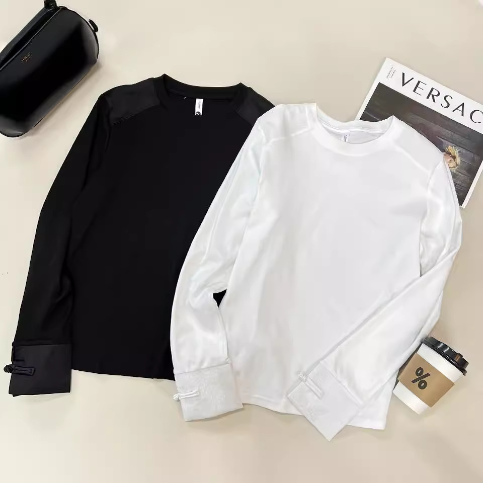 Spring 2025 New round-neck design stylish long-sleeved slimming top Women's T-shirt 3581 Item Picture