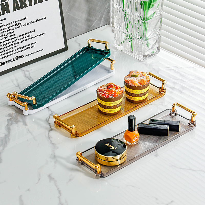 Light Luxury Rectangular Plastic Tray Hotel Hotel Room Special Water Cup Teacup Toiletries Storage Tray Commercial Application Scenario
