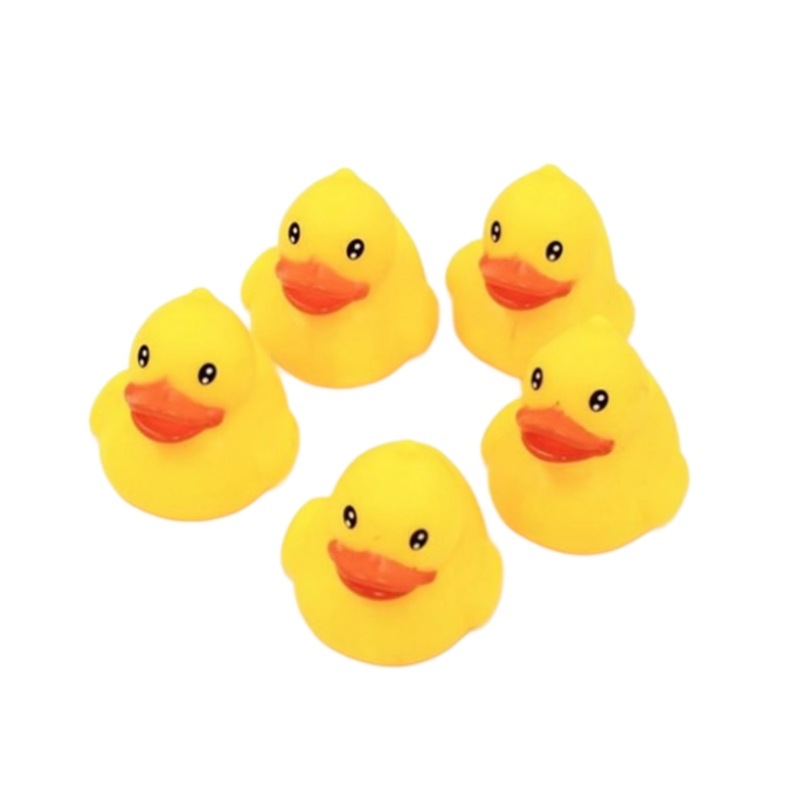 A bag of 10 cute and beautiful gummy water-playing ducklings that can make sounds for babies to play in Item Picture