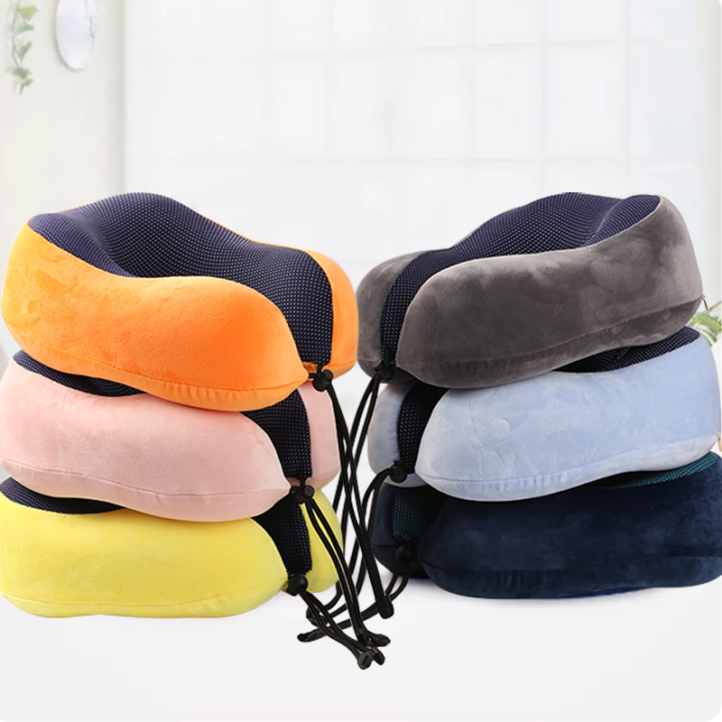 Wholesale and storage of cross-border foreign trade memory foam U-shaped pillows, three-piece set of airplane travel U-shaped pillows, and nap neck protection pillows details Picture