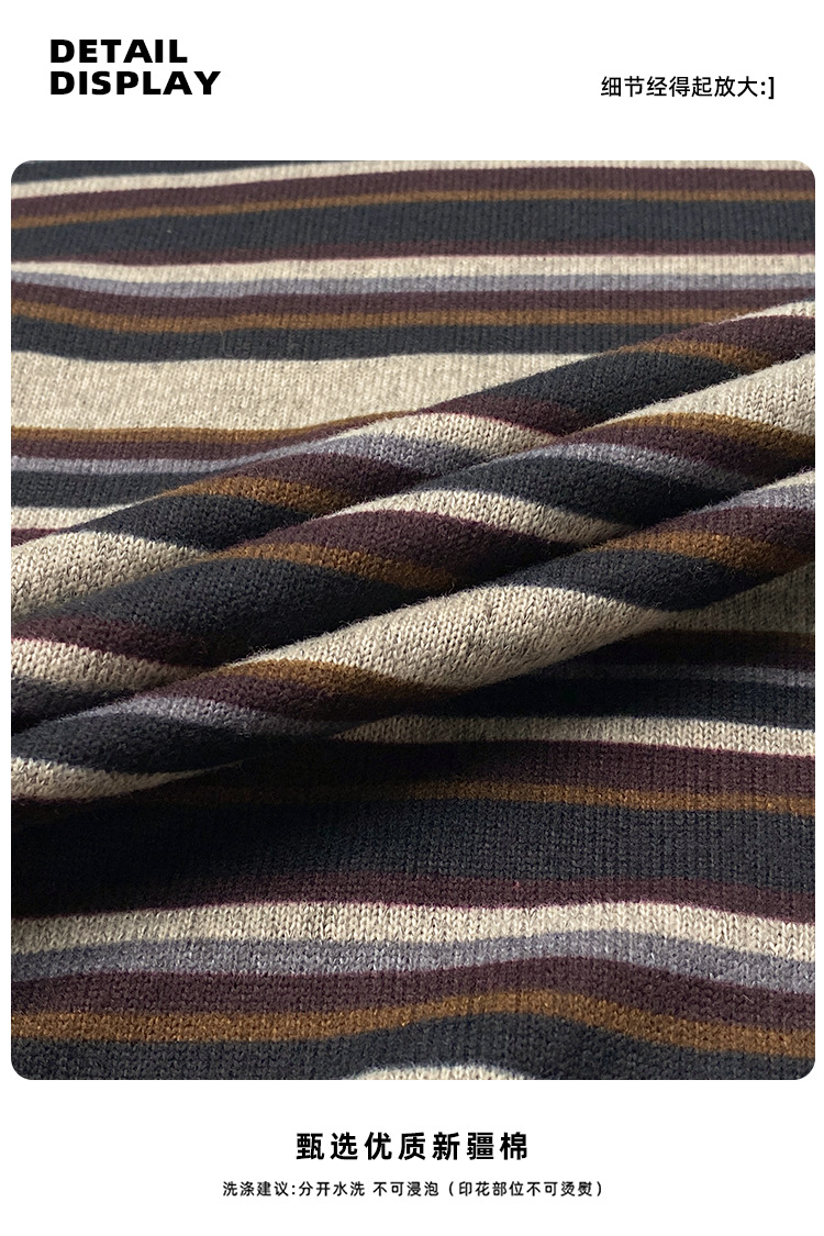 女童撞色条纹长袖t恤2025秋冬新款儿童韩版慵懒风宽松打底衫上衣详情2