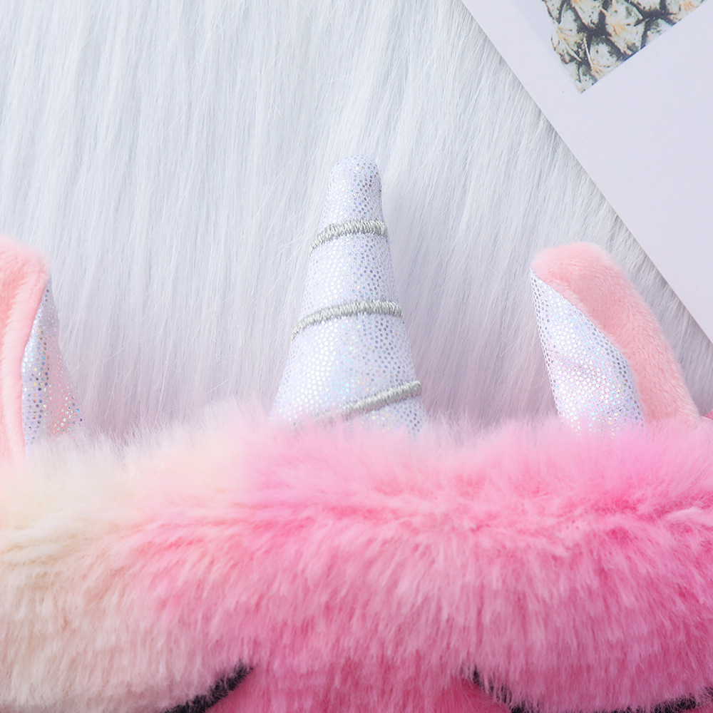 Plush Colorful Unicorn Eye Mask Cute Cartoon Plush Eye Mask Dark Sleep Eye Mask Wholesale Spot Application Scenario