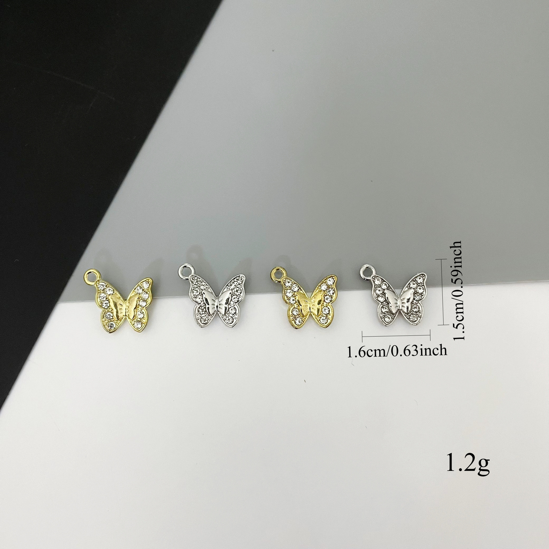 Alloy rhinestone high-end diamond-encrusted butterfly pendant DIY jewelry accessory wholesale details Picture