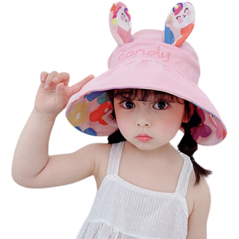 Children's open-top sun protection hats, summer girls' UV protection sun hats, sun hats, large brim headbands, shell hats Item Picture