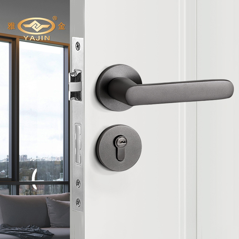 Grey Door Lock Indoor Bedroom Room Door Lock Bathroom Wooden Door Handle Simple Split Lock Magnetic Mute Lock Application Scenario