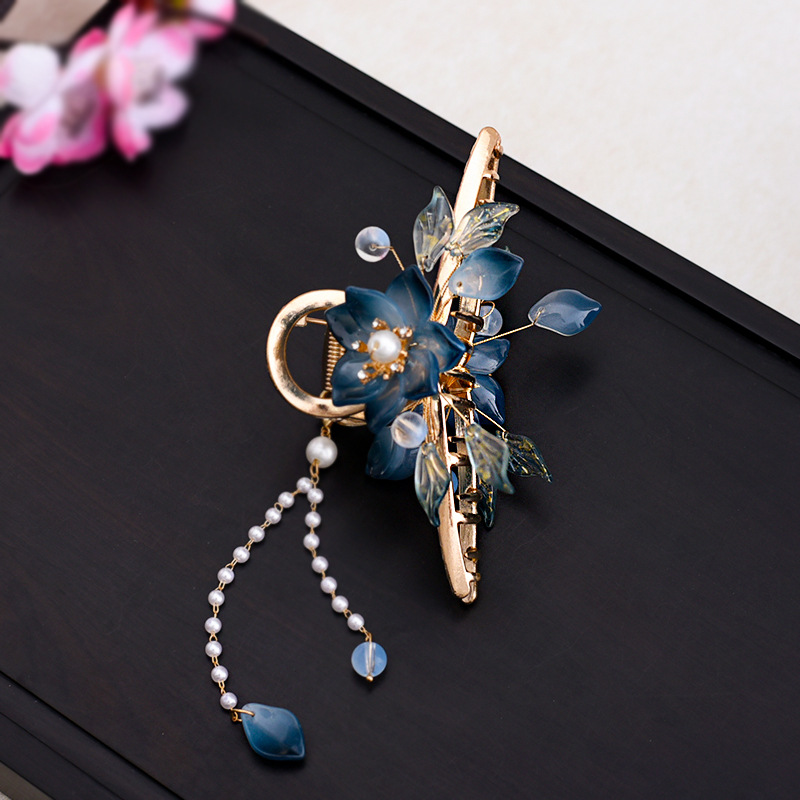 Hanfu hair accessories, blue clips, children's walking, ancient-style headwear, fairy-like hair clips, side spring and summer pairs, ancient hair clips Specification image