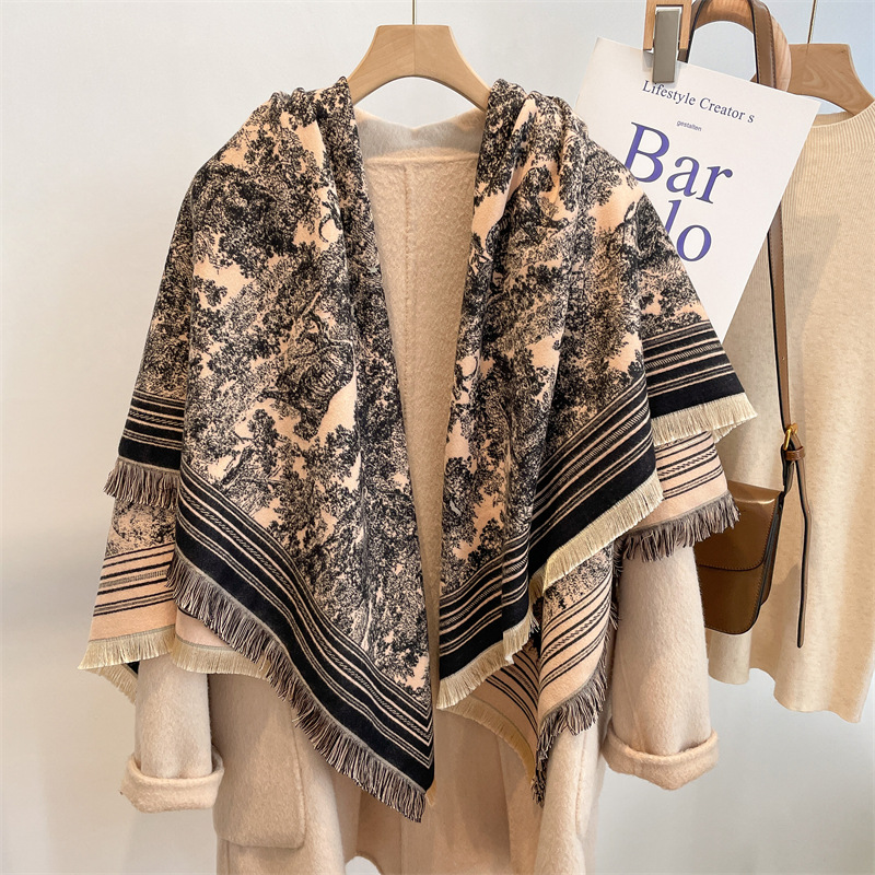 Scarf Women's New 2022 Tide Brand Thick Square Shawl Spot Wholesale Live Burst Autumn And Winter Home Outdoors details Picture