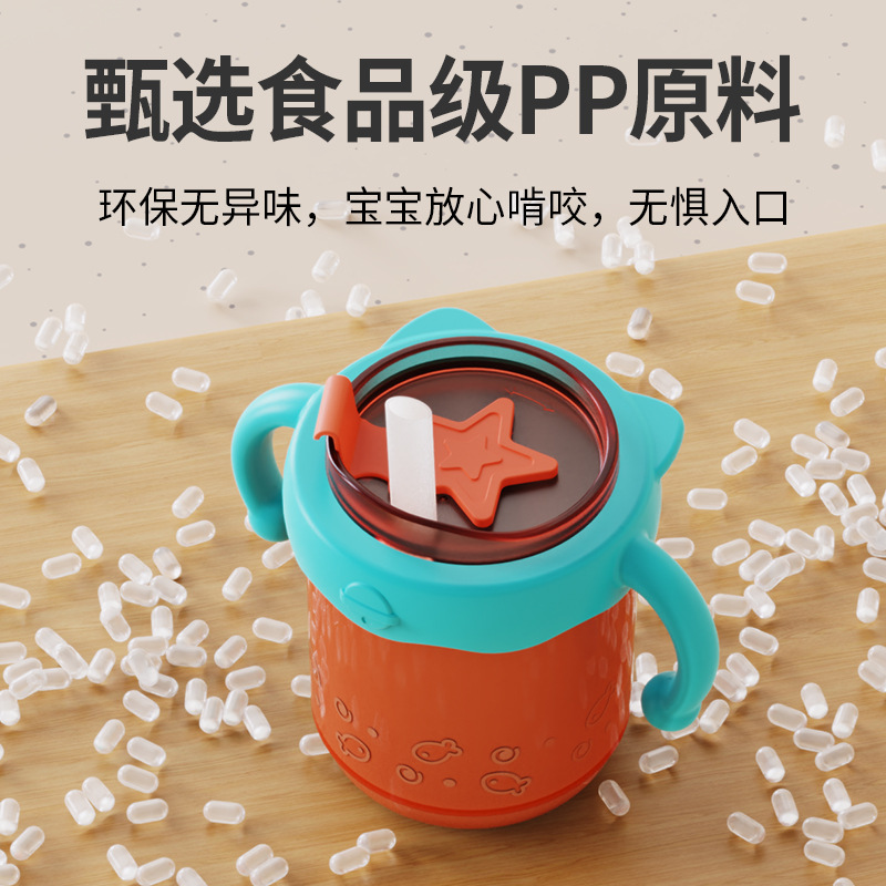 Jiayi Beibi Wholesale children's milk cups, straw cups, graduated cups, baby water cups, double-layer cups, learning drinking cups details Picture