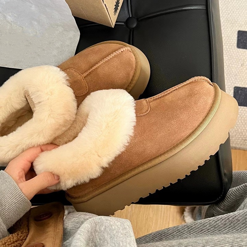 The 2024 new style of thick-soled, height-increasing, short-top, fur and all-in-one snow boots for women's winter cotton shoes details Picture