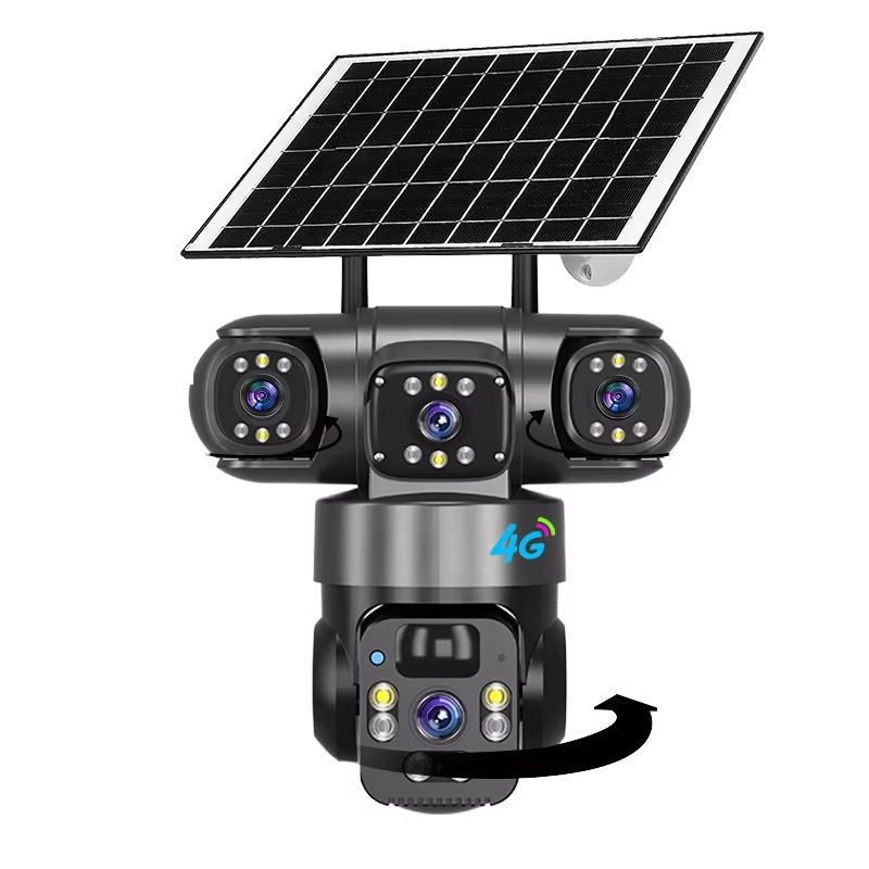 360-degree panoramic three-screen three-lens solar camera, wireless WIFI, outdoor 4G monitoring, night vision Item Picture