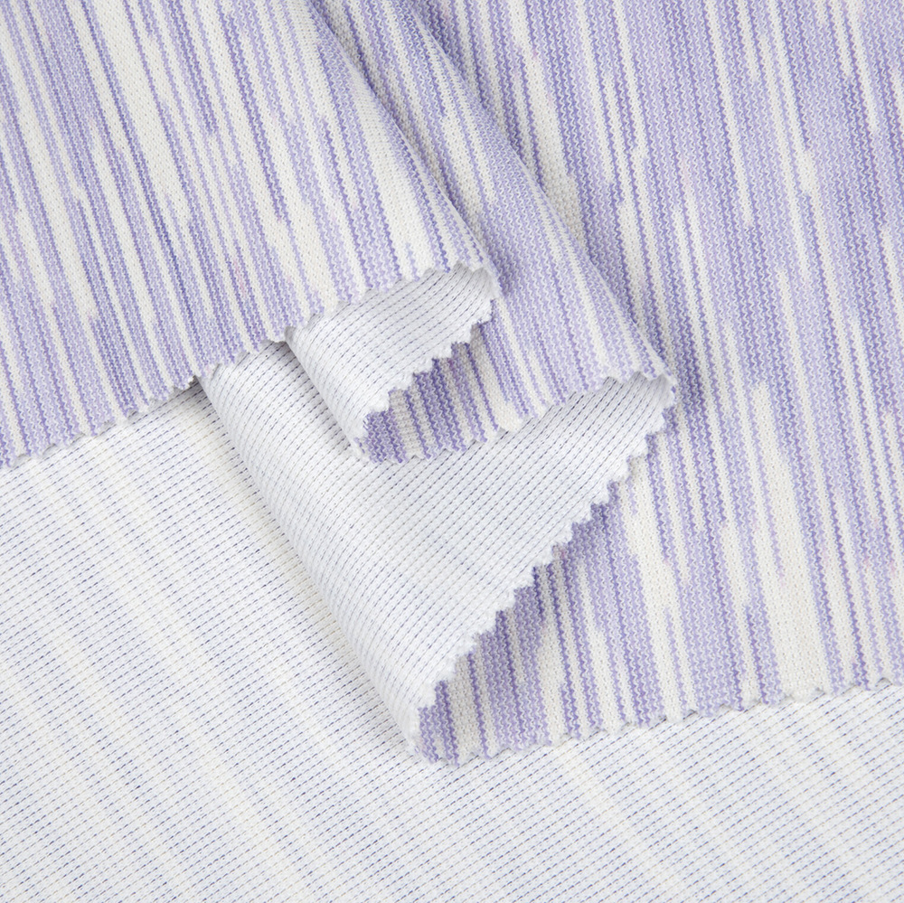 Imitation colored cotton ribbed small sweatshirt, elastic striped sportswear, casual home wear, sweatshirt, T-shirt, striped fabric knitted fabric Application Scenario