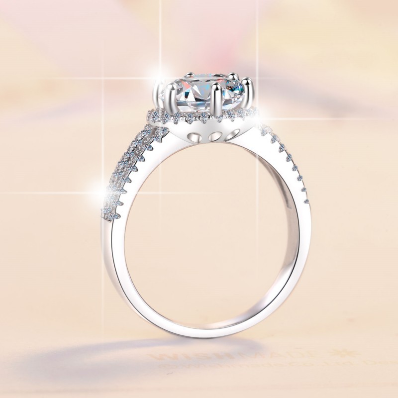 Moissanite ring s925 sterling silver women's ring, Three Lives Three Worlds carat wedding ring, hot-selling in Europe and America, live-streaming supply, cross-border Specification image
