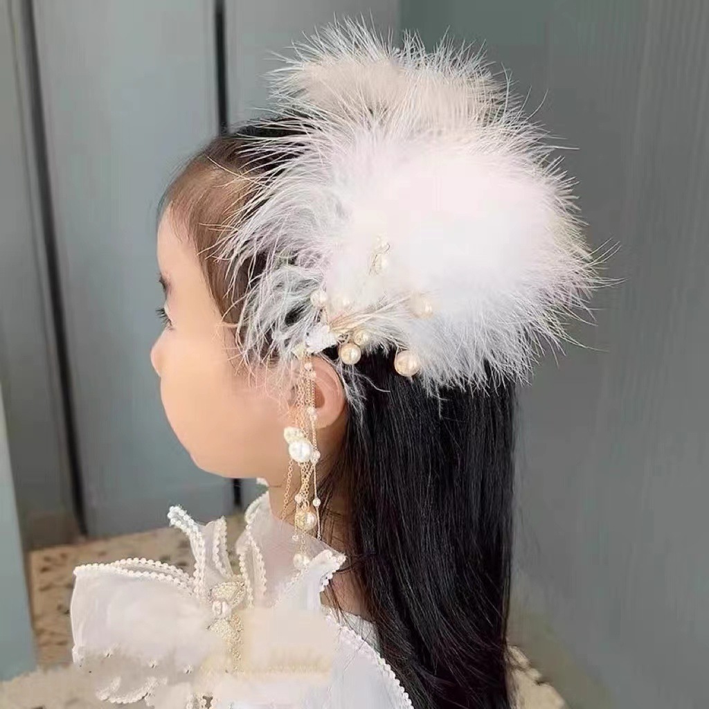 Super Fairy Feather Headdress Antique Hair Hair Clip Girls Fringe Edge Clip Children Princess Sweet Feather Headdress Specification drawing