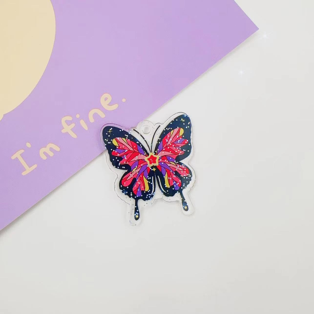 Diy Accessories Accessories Resin Bright Powder Three-Dimensional Butterfly Key Chain Pendant Acrylic Accessories Hair Accessories Handmade Materials Application Scenario