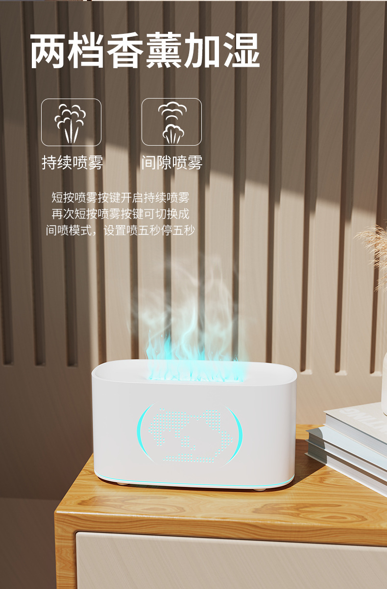 新款地圖火焰香薰機(jī) 氛圍感臥室辦公加濕精油香薰機(jī)詳情7