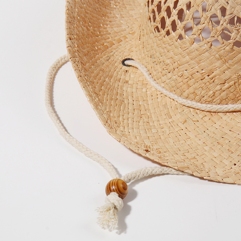 Cross Border Western Cowboy Straw Hat Raffia Grass Horse Orchid Sun Hat Seaside Large Brimmed Visor Sun Block Knight Hat Household Specification drawing