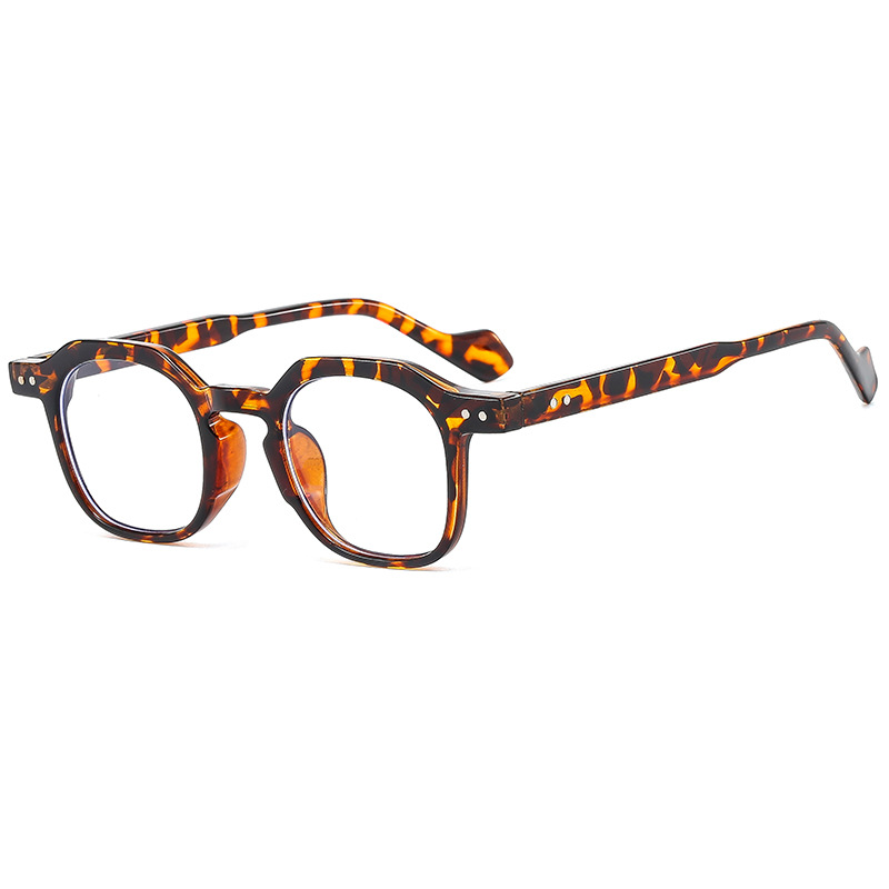 New style retro custom-made anti-blue light flat glasses with polygonal frames for men and women to modify face shapes without makeup Item Picture