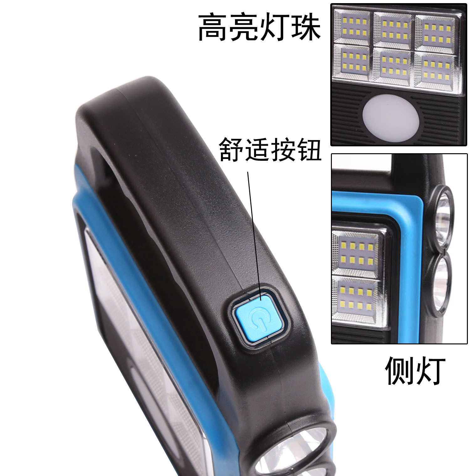 Outdoor multi-functional solar floodlight, yellow and white light color temperature charging portable lamp, LED portable camping work light details Picture