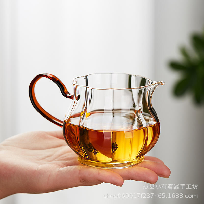 كوب شاي مقاوم للحرارة مربوط على شكل زجاج من السيليكونية العالية الارتفاع والبورون details Picture