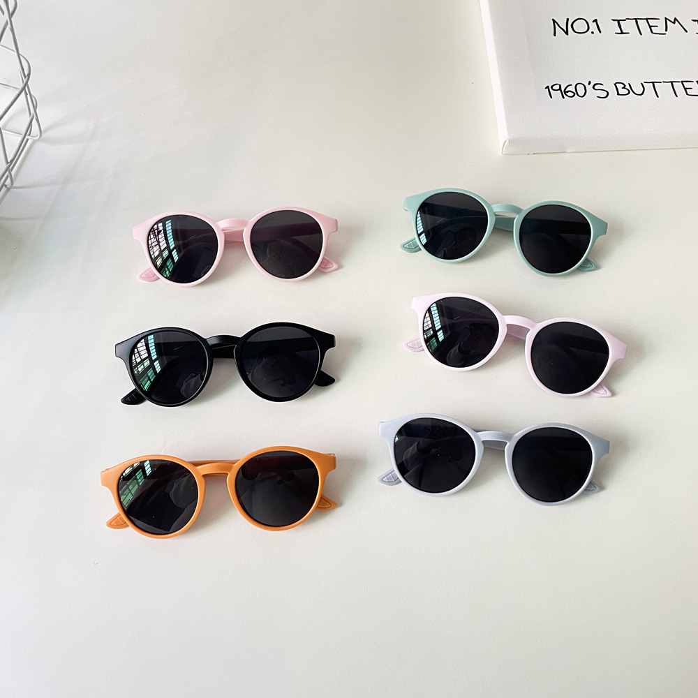 韩版潮儿童复古米色框墨镜港风ins洋气男女童太阳镜圆脸宝宝眼镜