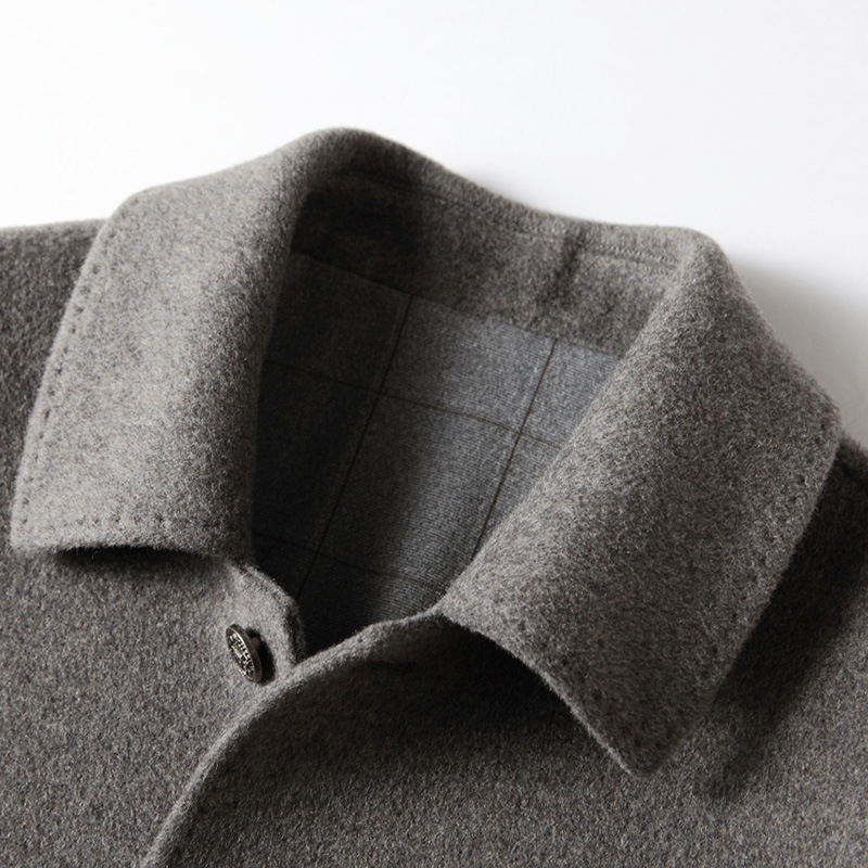 Men's jacket for autumn and winter, handcrafted double-sided wool lapel work jacket, business casual wool thickened coat Item Picture