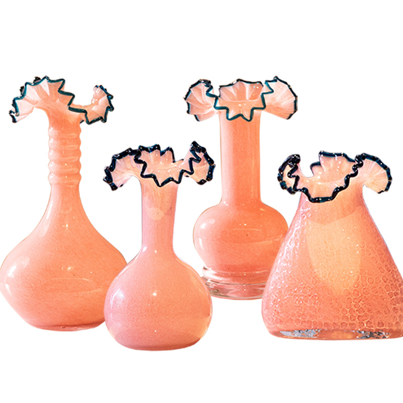Mermaid glass vase, retro art glass water cultivation, living room dried flower arrangement, Nordic home decoration item Item Picture