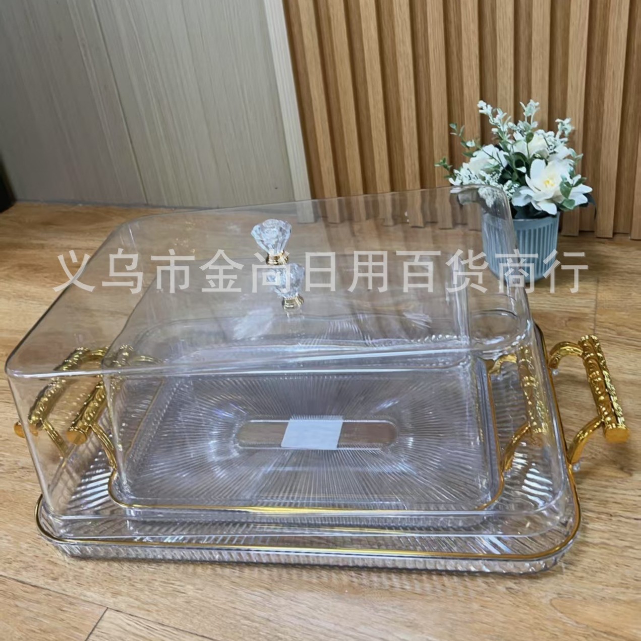 Simple tray with lid, cake and dessert display stand, candy plate, party decoration plate, home Nordic-style plastic Specification image