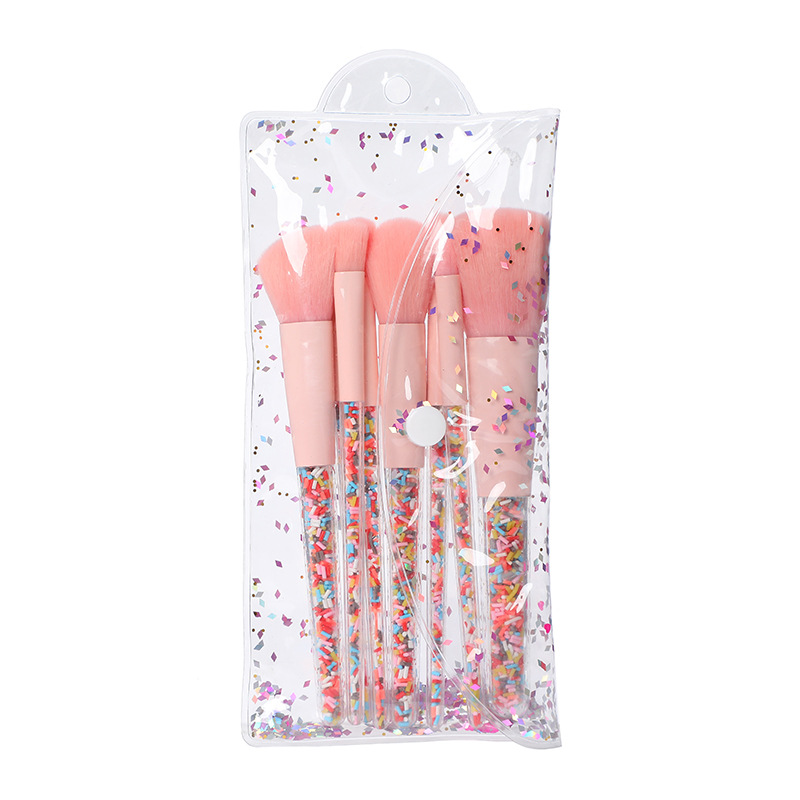 A set of 8 candy-colored makeup brushes, transparent plastic-handled eyeshadow brushes and honey powder brushes with high appearance standards and fashion Item Picture