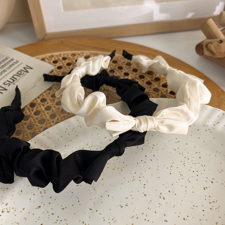 Korean-style black bow facial hair tie and headband, simple and elegant hair accessories and headwear, 2021 new style headband for women Specification image