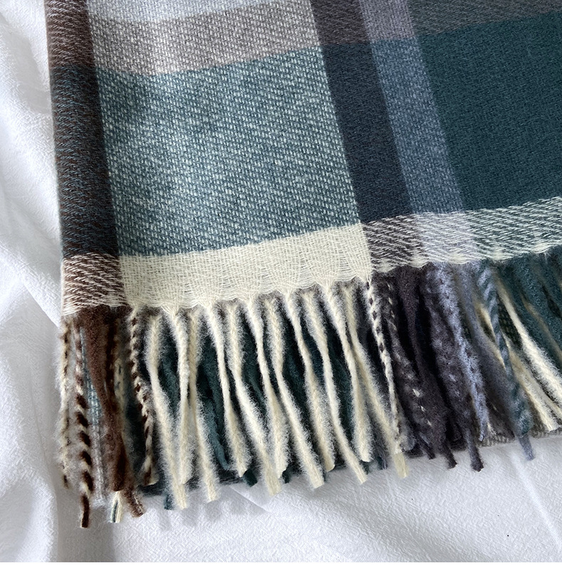 格子围巾女秋冬新款韩版高级感长款学生情侣披肩保暖加厚流苏围脖详情19