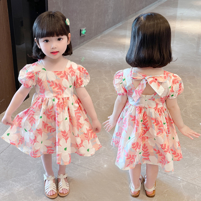 New children's backless dress for summer babies, princess dress for girls, short-sleeved dress for summer wear details Picture