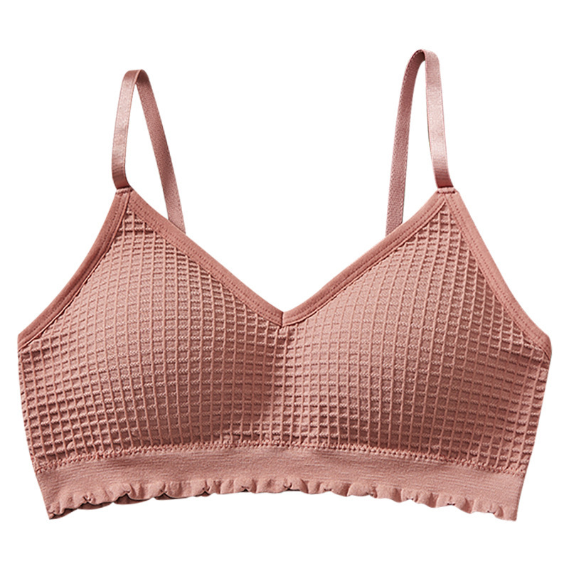 New Waffle vintage trendy girls' bras, small bras, vests for spring and summer, undergarments for female students without undergarments Item Picture