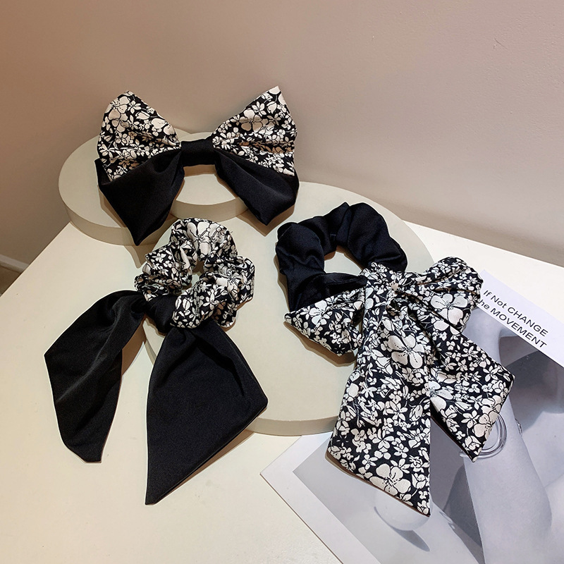 Headwear Bow Hair Accessories Simple White Deer With Low Ponytail Hair Lead Rope Female Hair Rope Streamer Large Hair Band details Picture