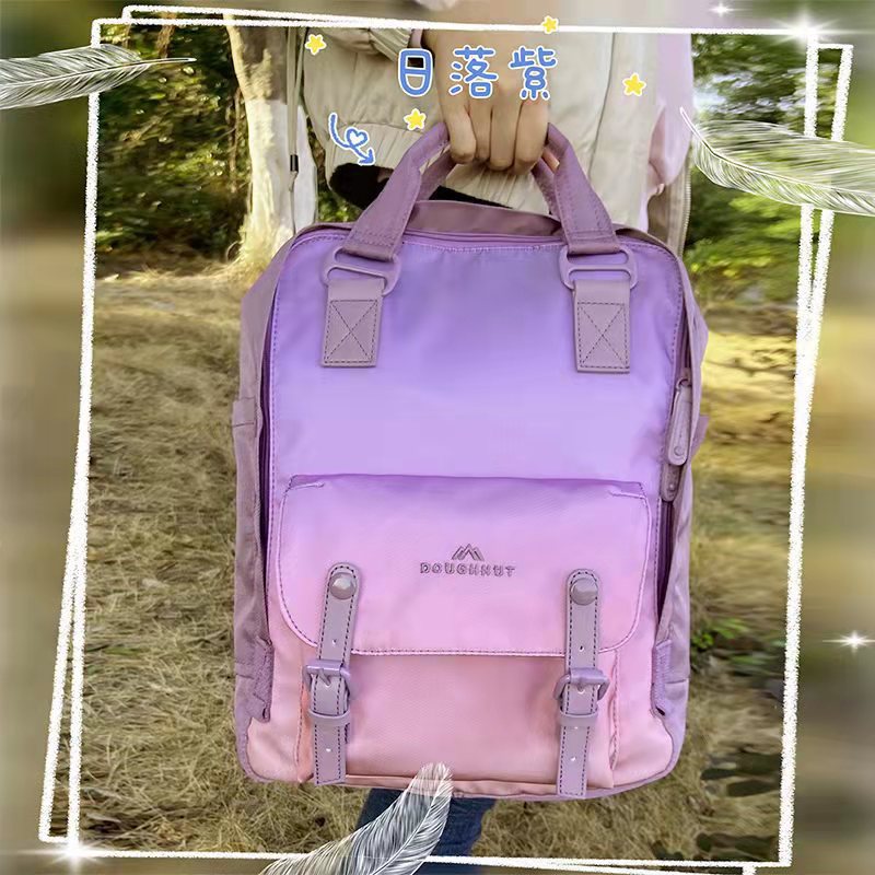 Donut mochila mujer nuevo macaron color hombre y mujer mochila de mano estudiante bolsa de viaje deportivo details Picture