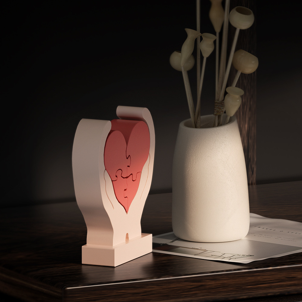 Crystal resin, hand-held heart puzzle, diy candle plaster, Valentine's Day table setting, silicone mold wholesale details Picture